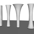 Modern White Decorative Columns With Perforated Dots In Various Shapes 3d model