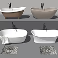 Elegant Freestanding Bathtubs With Modern Faucets Soft Towels And Slippers In Bathroom