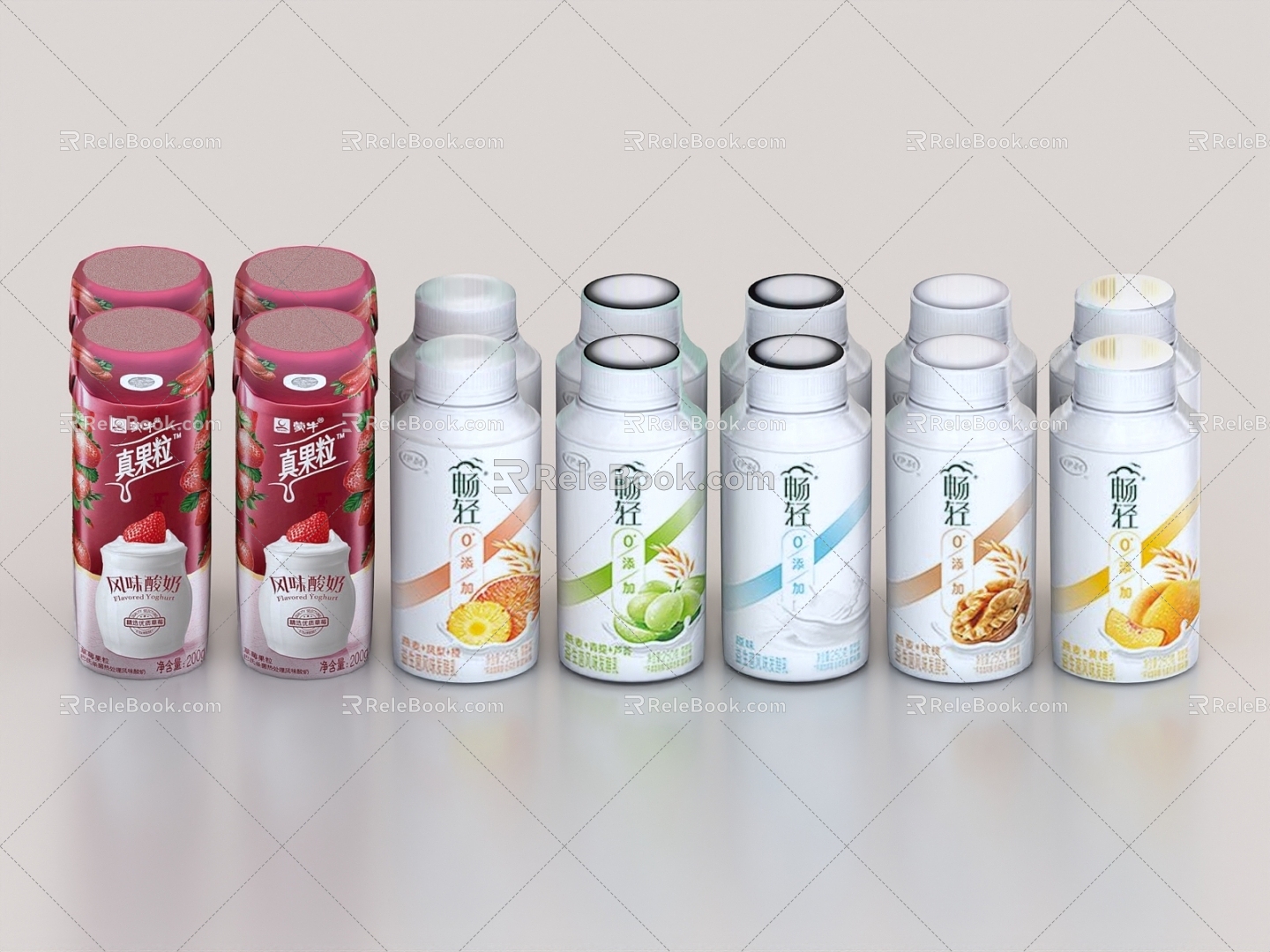 Flavor beverage yogurt milk Anmuxi real fruit grains orange juice milk beverage packaging box 3d model