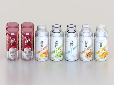 Assorted Canned Beverages With Various Flavors 3d model