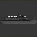 Aircraft Carrier Model with Airplanes on Yellow Deck and Gray Hull Details