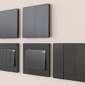 Sleek Black Switch Panels In Various Designs Mounted On Light Wall 3d model
