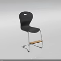 Stylish Black Modern Leisure Chair with Metal Frame and Wooden Footrest Accent