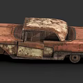 Rusty Worn Out Vintage Car With Shark Fin Design And Body Rust