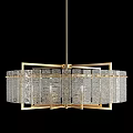 Elegant Gold Frame Crystal Pendant Light with Modern Design and Glass Shades