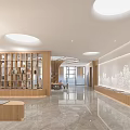 Book Art Interior Design With Wooden Bookshelves Circular Ceiling Lights Marble Floor And City Decor