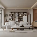 Modern Living And Dining Room Interior With Sofa Coffee Table Dining Table And Bookshelf