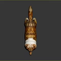 Collie Dog Sculpture With Orange And White Fur Standing On Black Background