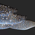 Elegant Modern Crystal Chandelier With Unique Curved Design And Sparkling Crystals