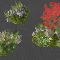 Vibrant Flower And Green Plant Combinations With Decorative Rocks In Garden