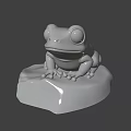 Green Reptile Figurines With Front And Back View On Natural Stone Base Decorative Pieces