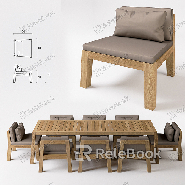 Dining table and chair combination model