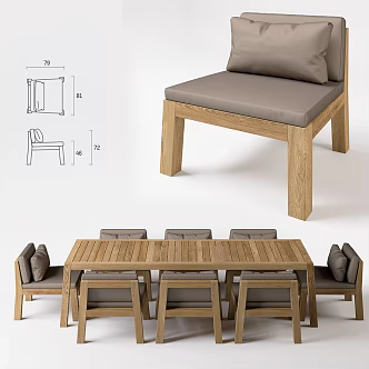 Dining table and chair combination 3d model
