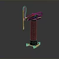 Futuristic Game Movie Character Equipment With Blue Cylindrical Structure Wooden Base And Metal Rods