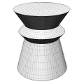 Modern Minimalist Gray Side Table With Gold Accent Ring And Layered Design 3d model