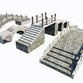 Traditional Stone Bridge Architectural Designs With Arch Railing Steps And Stone Structure Elements 3d model