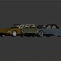 Three Colorful Modern Sports Car Models With Sleek Designs On Gray Background