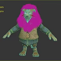 3D Lion Game Movie Character With Fluffy Mane Blue Sleeves And Brown Vest