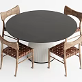 Middle style dining table and chair combination 3d model