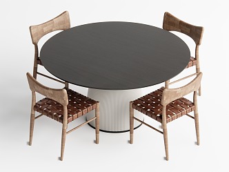 Middle style dining table and chair combination 3d model