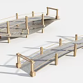 Two Modern Bridges With Golden Railings Gray Deck And Modern Design Structure