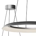 Modern Circular Double Layer Pendant Light With White Black Rings And Brass Details