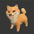 Cute 3D Shiba Inu Toy With Orange White Fur Happy Expression And Curled Tail