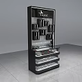 Modern Black Frame Glass Display Shelf With Multi Tiered Shelves For Watches And Small Items 3d model