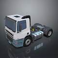 White Commercial Truck Cab Front View With Modern Design And Reflective Surface