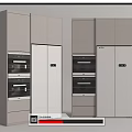 Modern Built in Refrigerator Freezer With Sleek Gray White Kitchen Cabinets