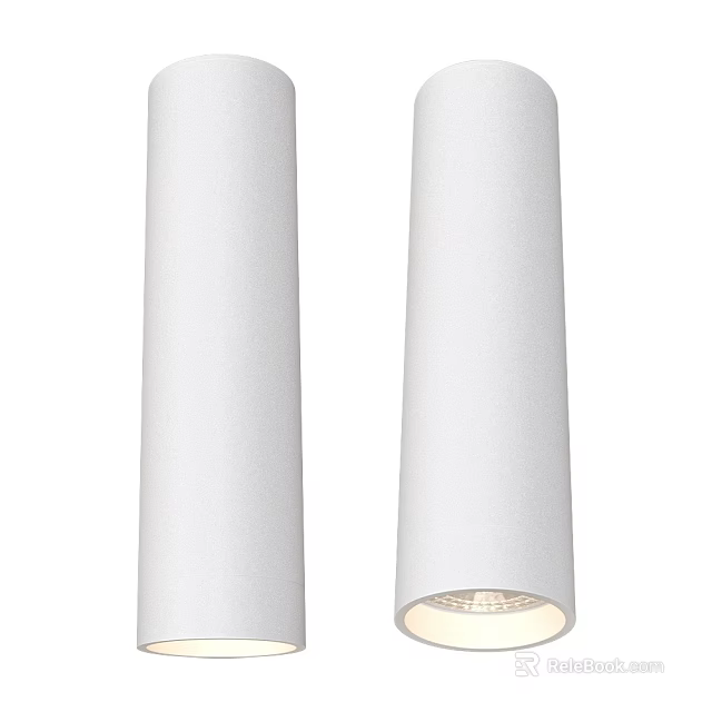 Two White Downlights and Spotlights with Visible Light Source at Bottom 3d model 