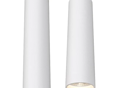 Two White Downlights and Spotlights with Visible Light Source at Bottom 3d model