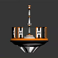 Miniature Circular Boxing Ring With Orange White Railings And Central Platform