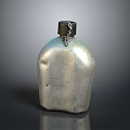 Silver Vintage Water Flask With Black Lid And Chain For Daily Use