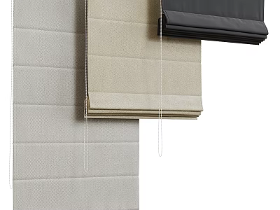 Stylish Fabric Roller Blinds In Beige And Black Wall Mounted Design 3d model