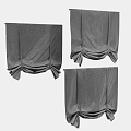 Yellow Linen Curtains with Tie Top Design and Three Different Display Views 3d model