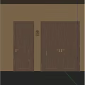 Elegant Wooden Double Doors With Arched Design Brass Handles And Wall Sconce