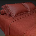 Modern Double Bed With White And Brown Bedding Striped Blankets And Pillows