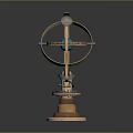 Decorative Brass Armillary Sphere With Intricate Metal Rings And Blue Globe