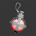 Spherical Metal Frame Object With Pink Center Gray Handle And Metallic Fasteners
