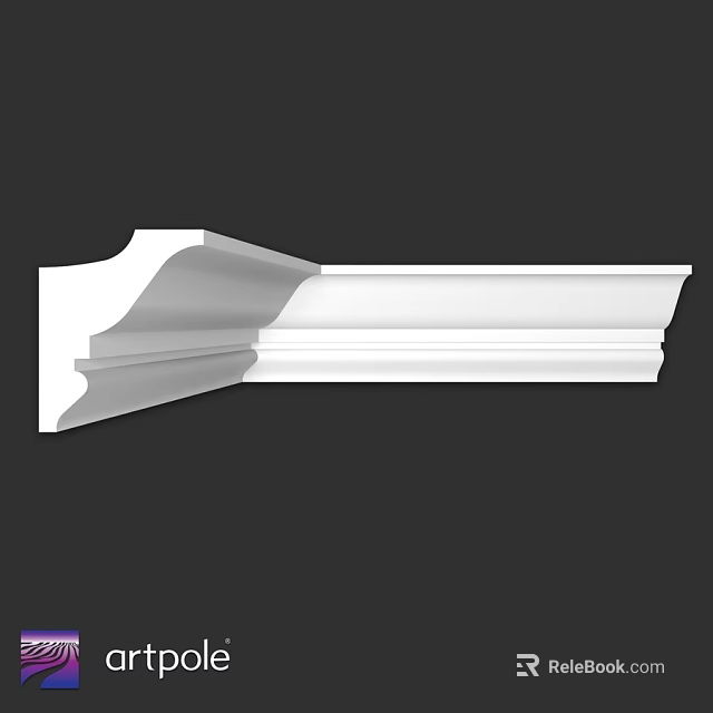 White Ornate Curved Architectural Molding With Layered Design For Interior Decoration 3d model 