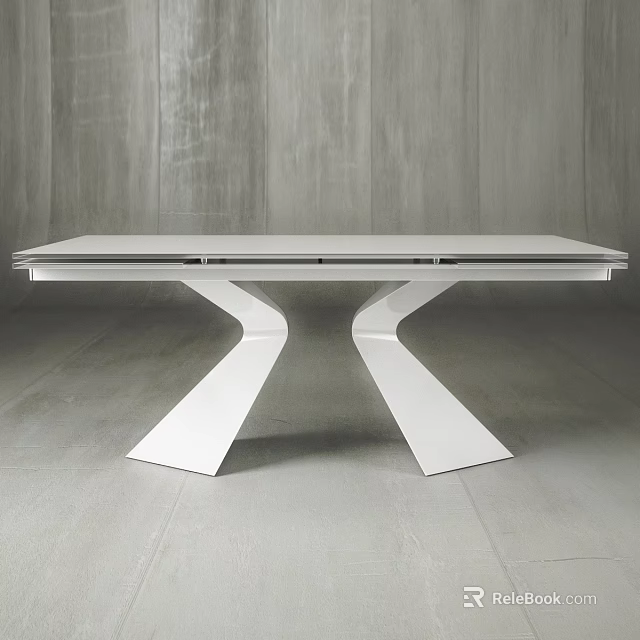 Modern Sleek White Coffee Table With Unique Geometric Leg Design And Smooth Surface 3d model