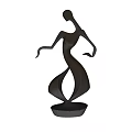 Abstract Metal Sculpture Of Dynamic Human Figure With Curved Design And Base