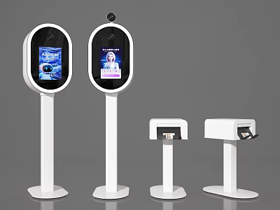 Commercial Face Recognition Devices With Touchscreen Terminals And Self Service Kiosk Stands 3d model