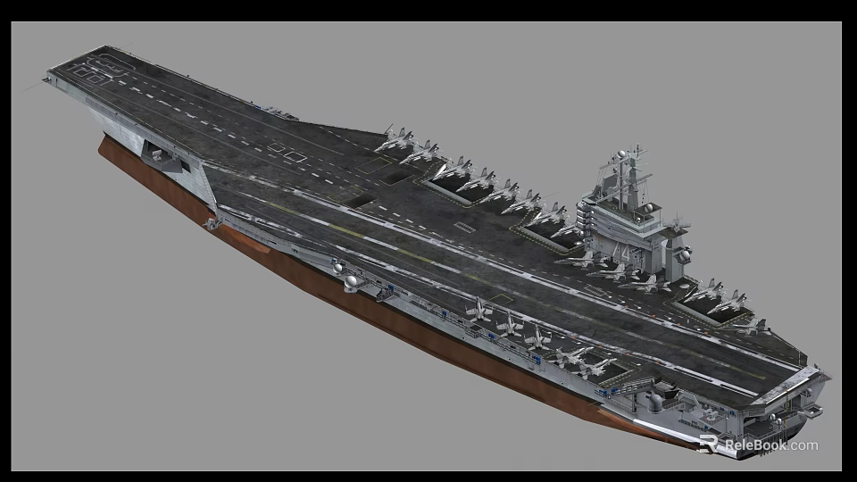 Large Modern Naval Aircraft Carrier Featuring Flight Deck Fighter Jets And Island Structure 3d model 
