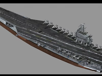 Large Modern Naval Aircraft Carrier Featuring Flight Deck Fighter Jets And Island Structure 3d model