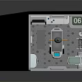 Cartoon Scene Of Miniature Control Room With Green Screens Robot Character And Control Consoles