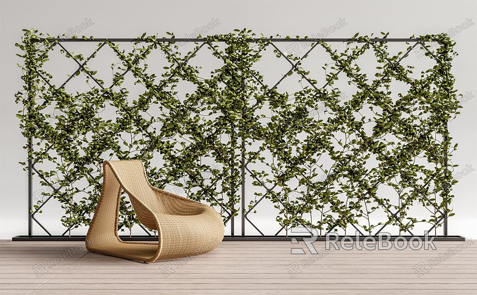 Modern Vine Green Plant Fence Wall Vine Fence Green Plant Partition Leisure Chair Combination model