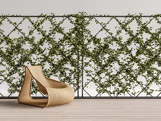 Modern Vine Green Plant Fence Wall Vine Fence Green Plant Partition Leisure Chair Combination 3d model