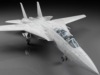 Sleek Silver White Fighter Jet With Twin Vertical Tails Cockpit And Deployed Landing Gear 3d model